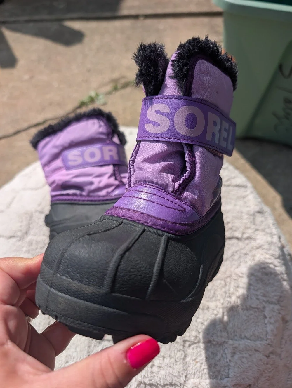 Girls Purple Sorel Velcro Winter Boots Size 10